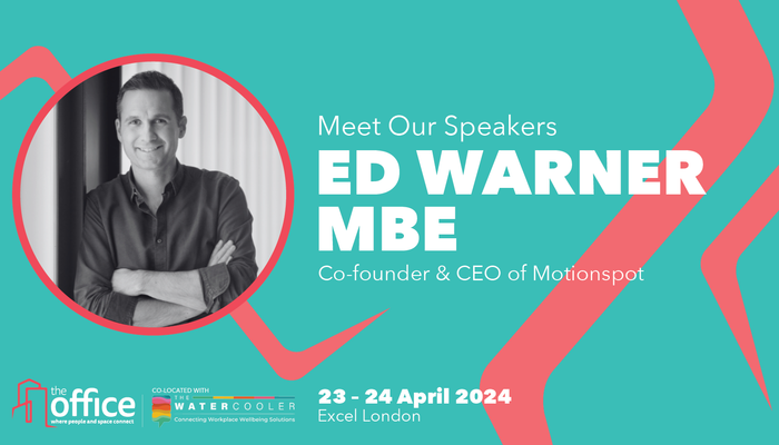 Meet our speakers graphic from Watercooler event, London Excel 23-24 April. Ed Warner MBE