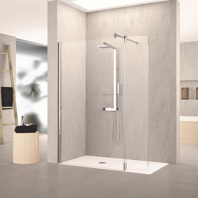 570-600mm Ergo Wet Room Screen Clear Glass with a chrome finish lifestyle image