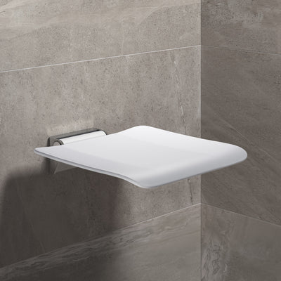 Freestyle Removable Shower Seat with a white seat and chrome bracket lifestyle image