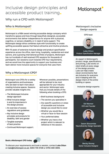Download our Inclusive Design CPD overview