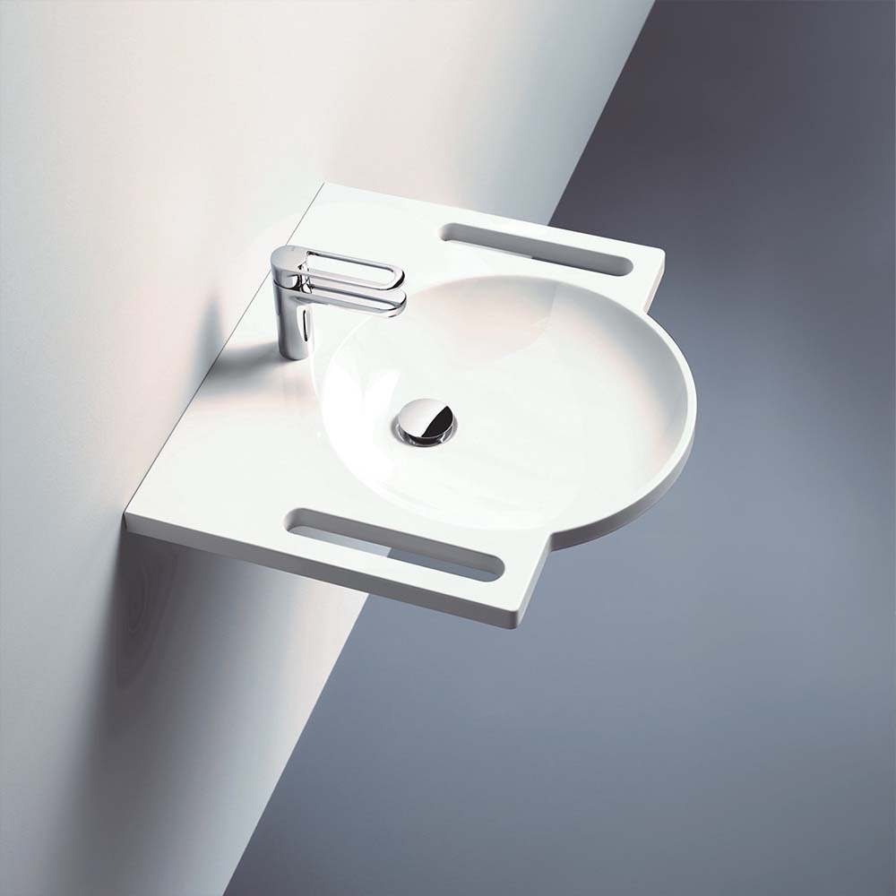 600mm SurfaceHold Wall Hung Oval Basin with one tap hole lifestyle image