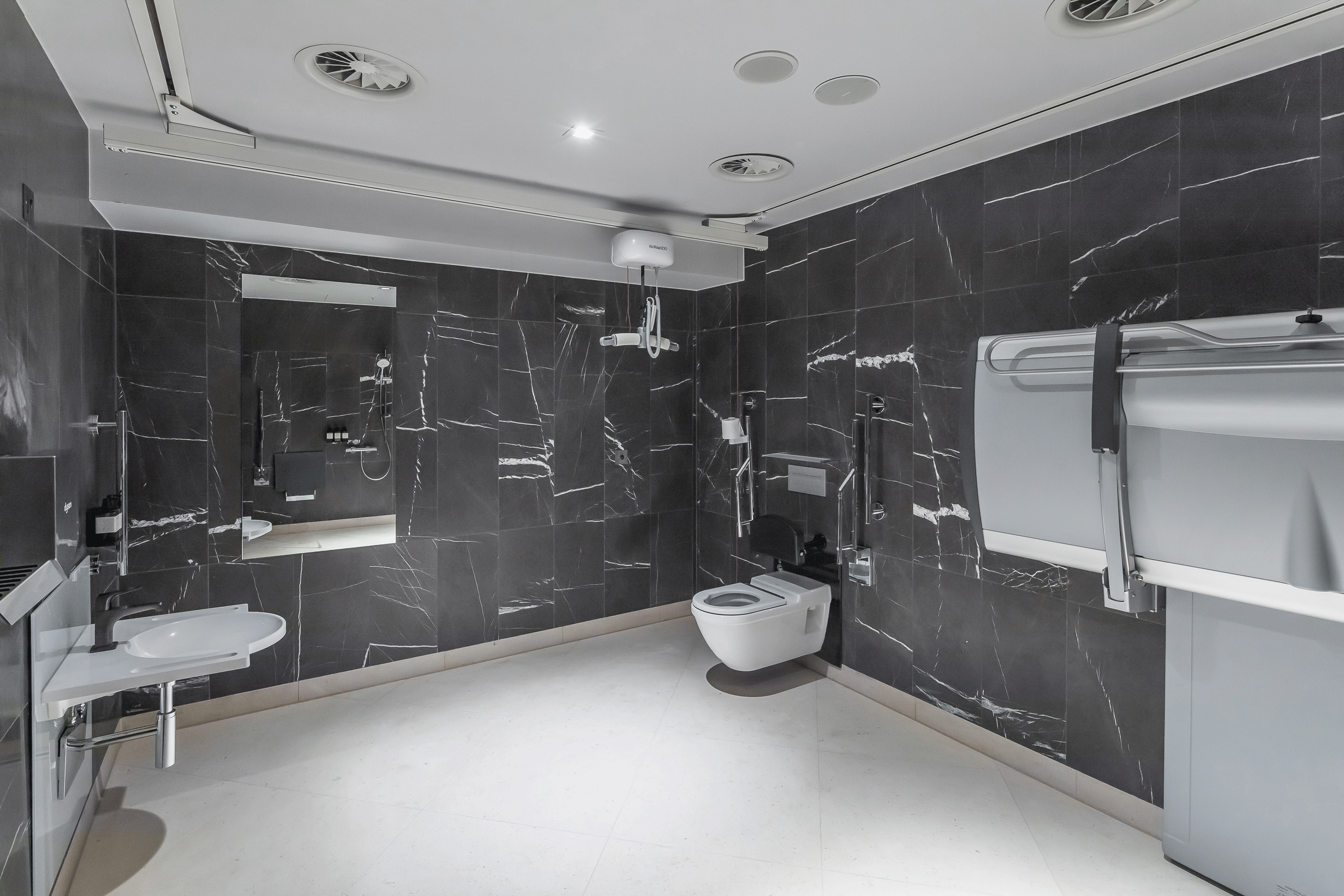 Example of Changing Places and hoist in accessible bathroom