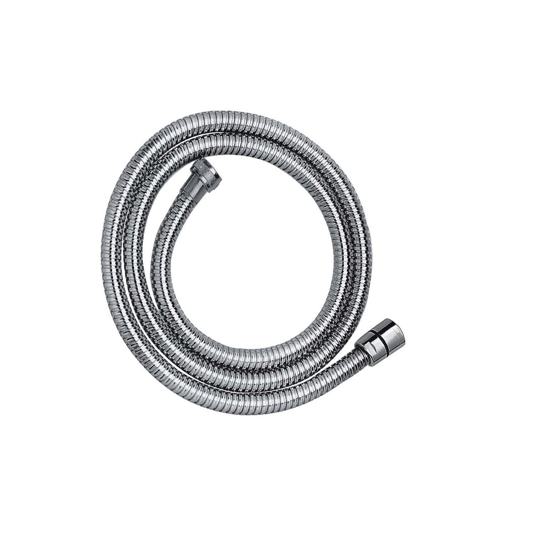 1250mm standard metal shower hose with a chrome finish on a white background