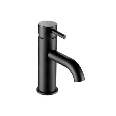 One hole deck mounted Libero Lever Basin Tap with a matt black finish on a white background
