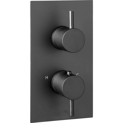 Single outlet Libero Concealed Shower Valve with a matt black finish on a white background