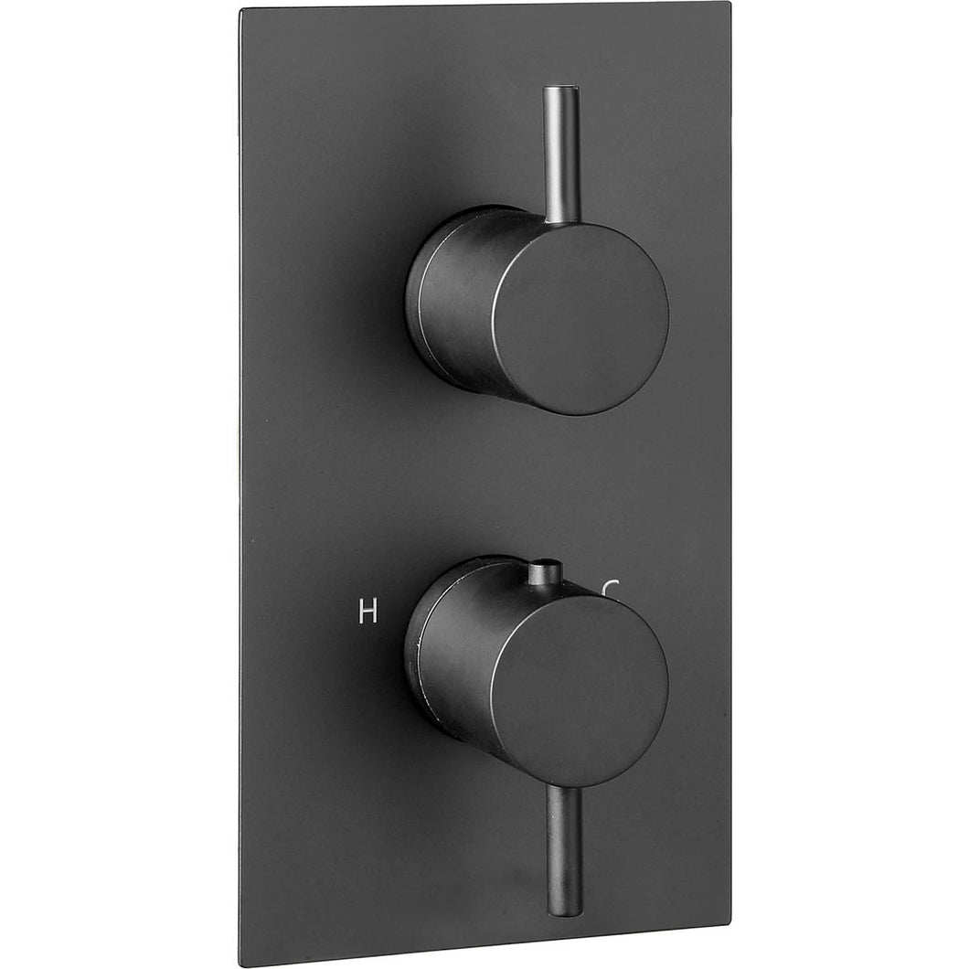Single outlet Libero Concealed Shower Valve with a matt black finish on a white background