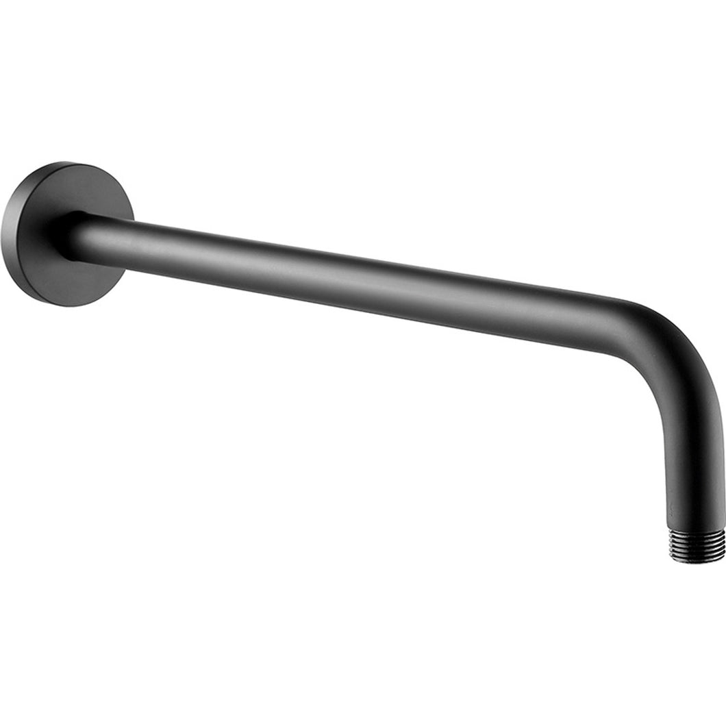400mm wall mounted Libero Shower Arm with a matt black finish on a white background