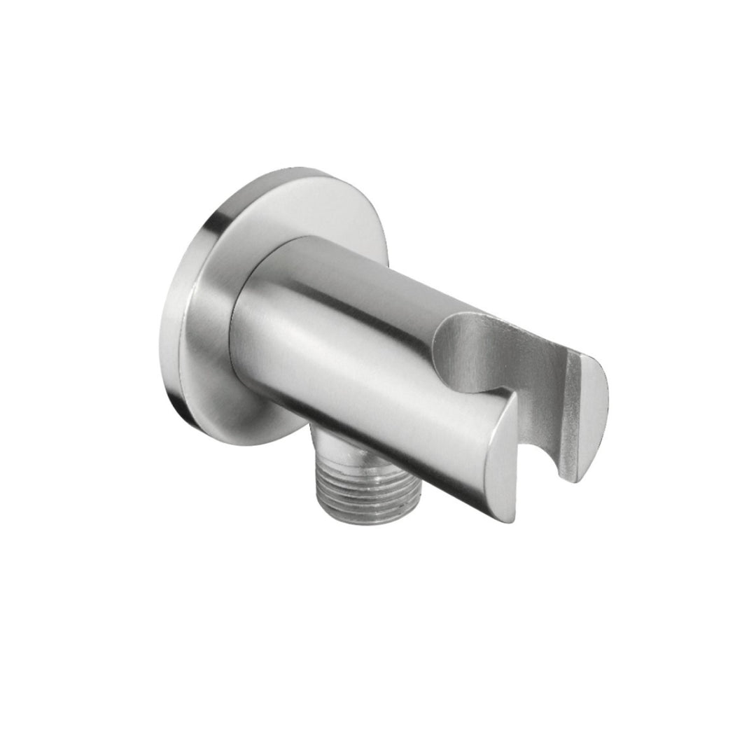 Libero Shower Outlet and Handset Holder - Satin Steel