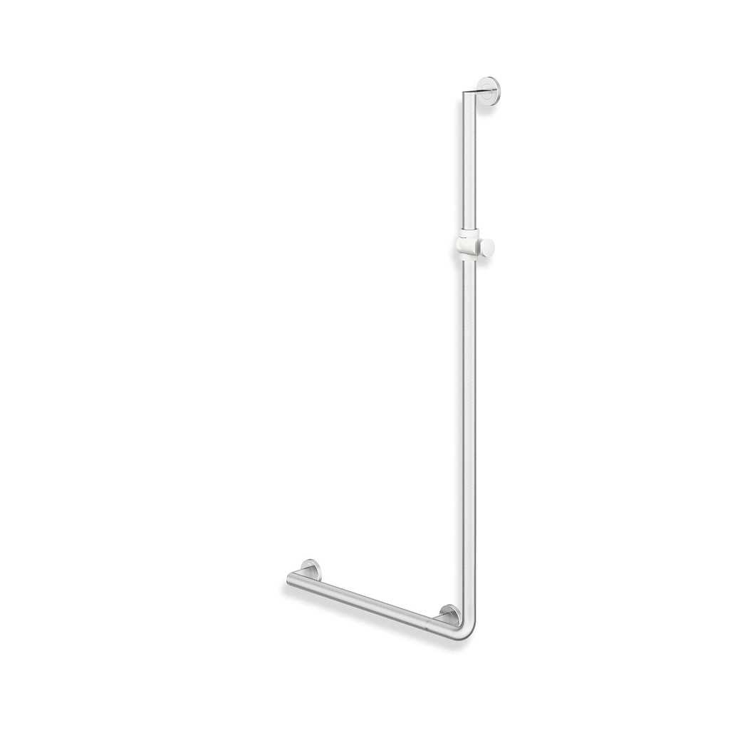 Freestyle L Shaped Supportive Shower Rail - Satin Steel