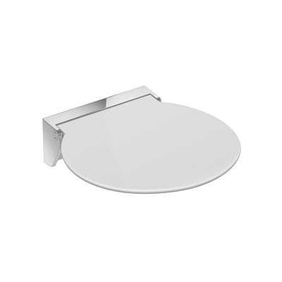 Circula Shower Seat with a white seat and chrome bracket on a white background