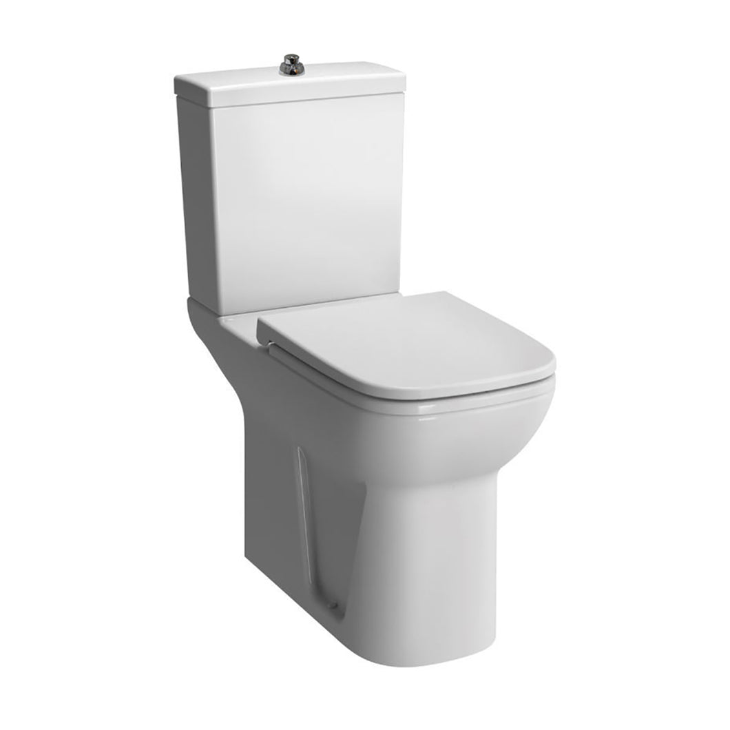 Consilio Comfort Height Close Coupled Toilet with the seat cover and cistern on a white background