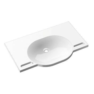 850mm SurfaceHold Wall Hung Large Oval Basin with no tap hole on a white background