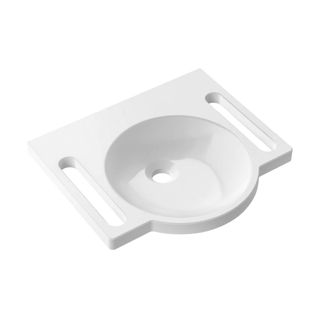 450mm SurfaceHold Wall Hung Round Basin with no tap hole on a white background