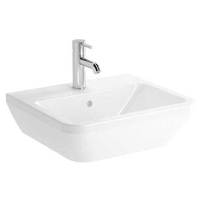 500mm Consilio Wall Hung Basin with one tap hole and an overflow on a white background