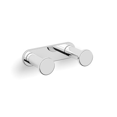 Double Modale Robe Hook with a chrome finish on a white background