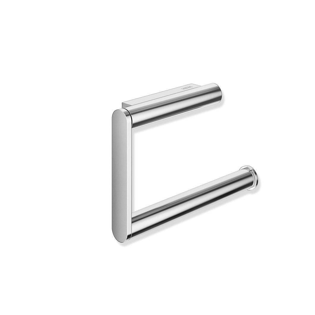 Freestyle Hinged Toilet Roll Holder with a chrome finish and no cover on a white background