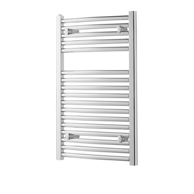 800x500mm Modale Anti-Scald Towel Rail with a chrome finish on a white background