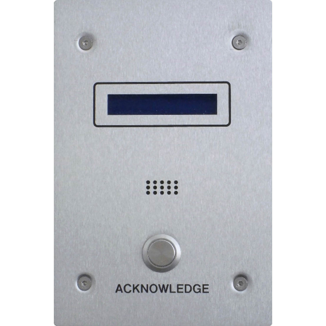 Stainless Steel Spot Alarm LCD Acknowledge Panel on a white background