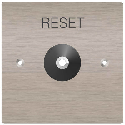 Stainless Steel Spot Alarm Reset Button with an Acknowledge LED on a white background
